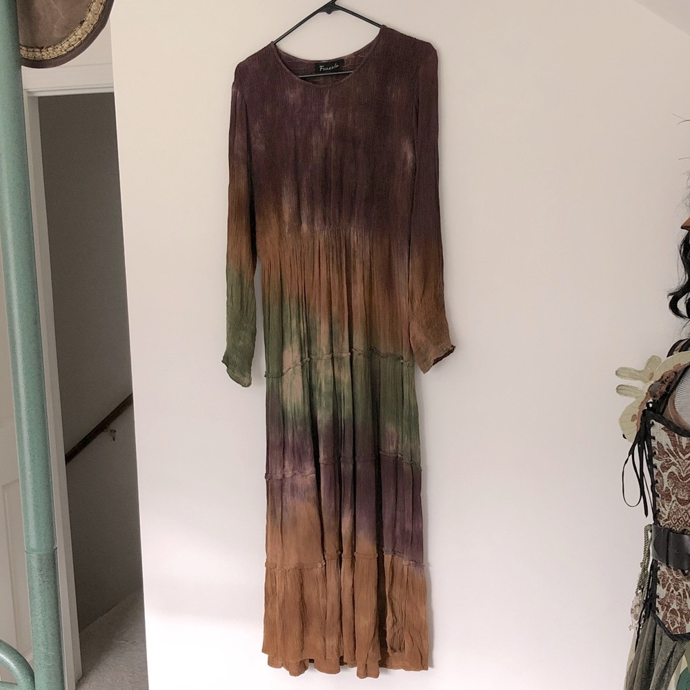 M Rayon Gauze Dress Tie Dye Bog Witch Garb Renaissance Medieval Peasant